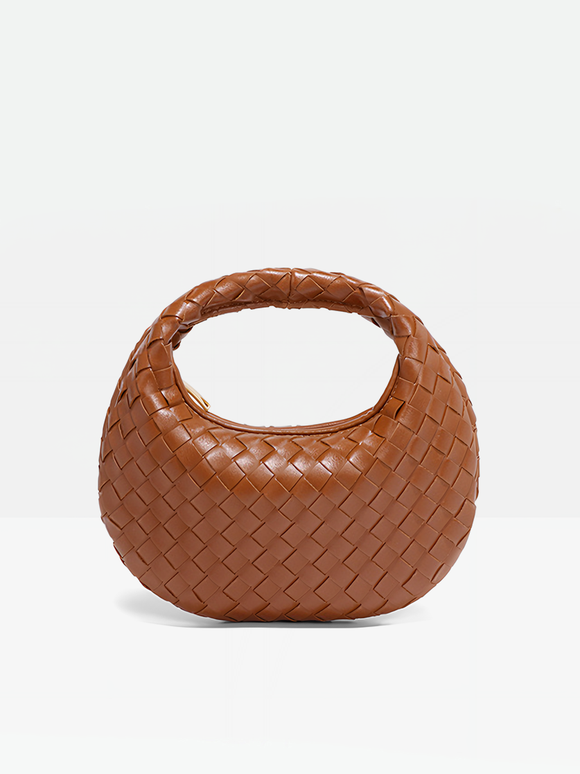 Elara Woven Handbag-Brown