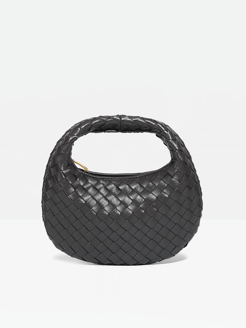 Elara Woven Handbag-Gray