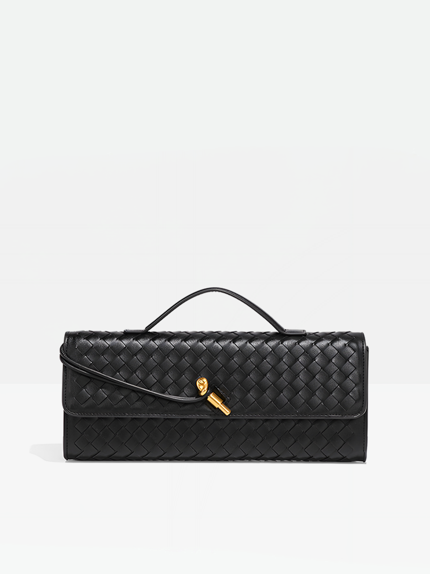 Milana Vegan Leather Clutch Bag-Black