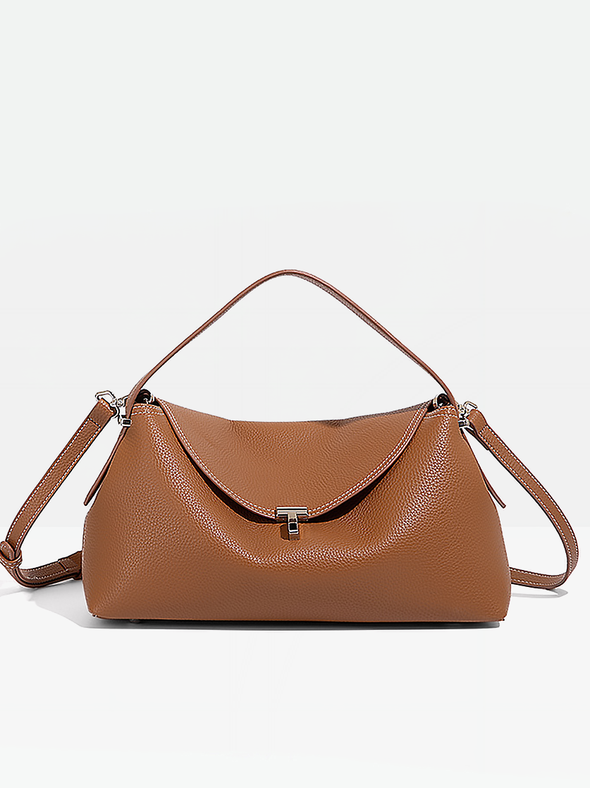 Miro Vegan Leather Shoulder Bag-Brown