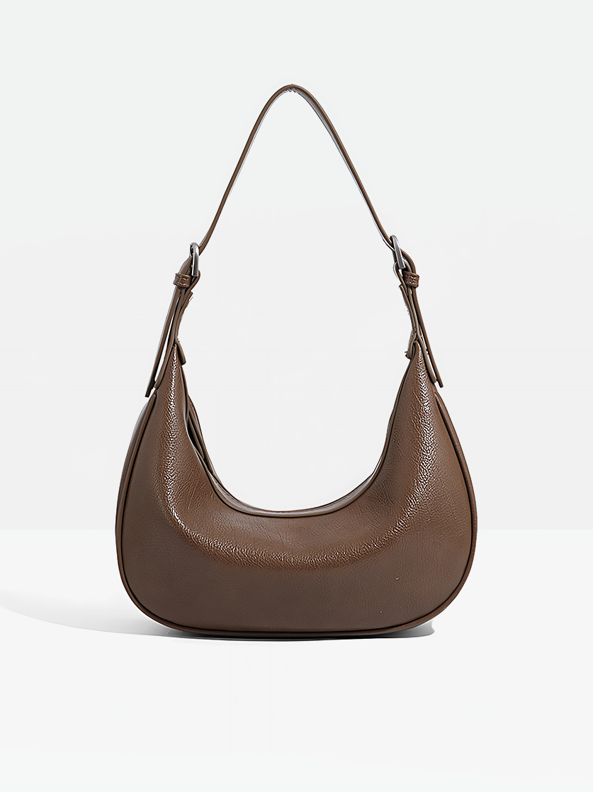 Luna Vegan Leather Hobo Bag-Brown