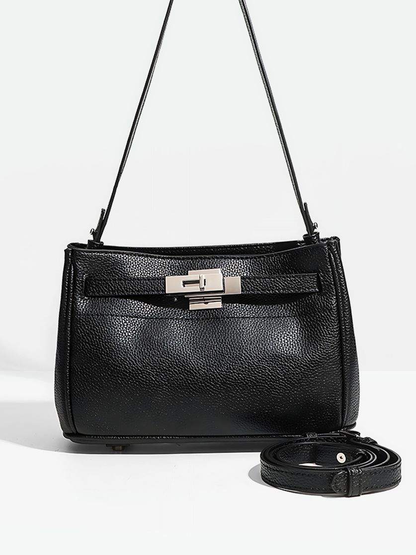 Lira Leather Shoulder Bag-Black