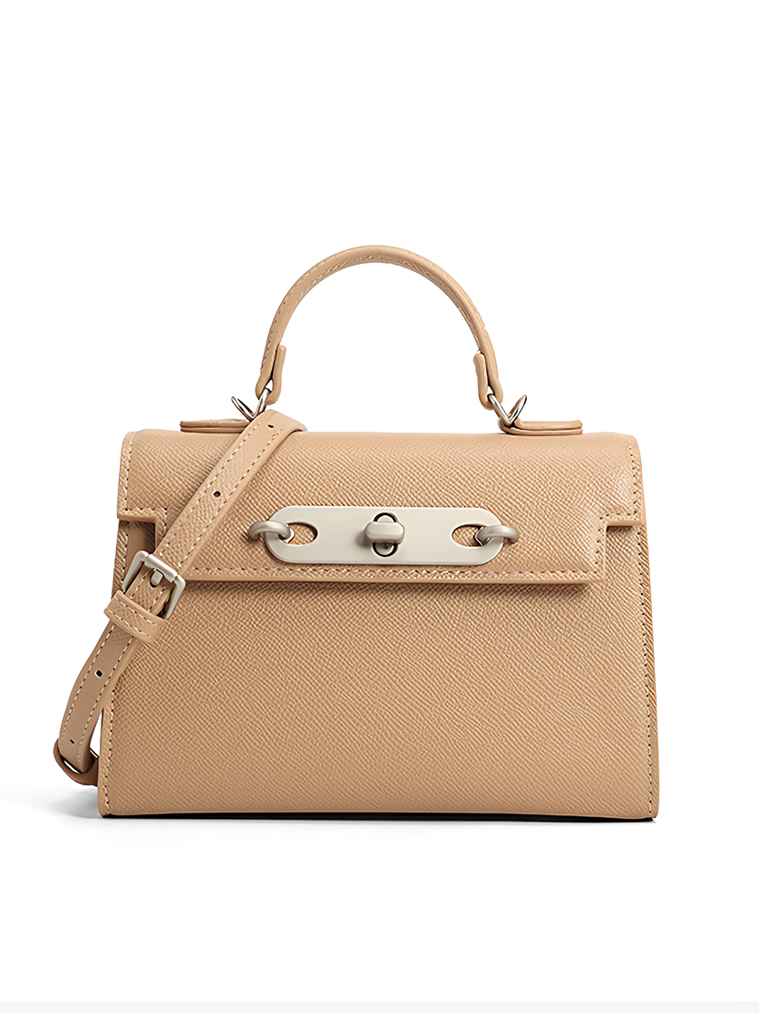 Ivory-Selene Vegan Leather Satchel Bag