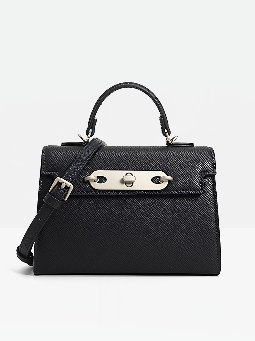 Black-Selene Vegan Leather Satchel Bag