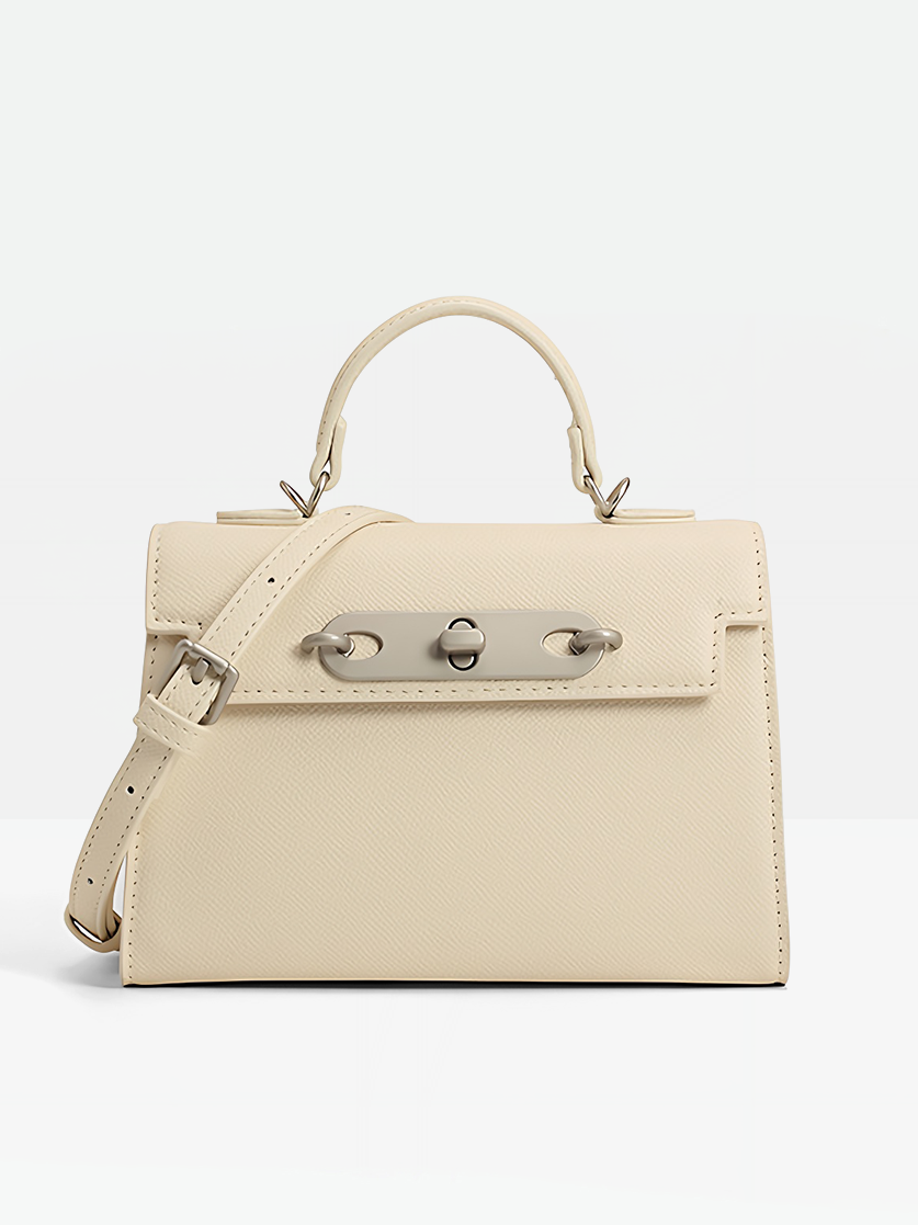Ivory-Selene Vegan Leather Satchel Bag