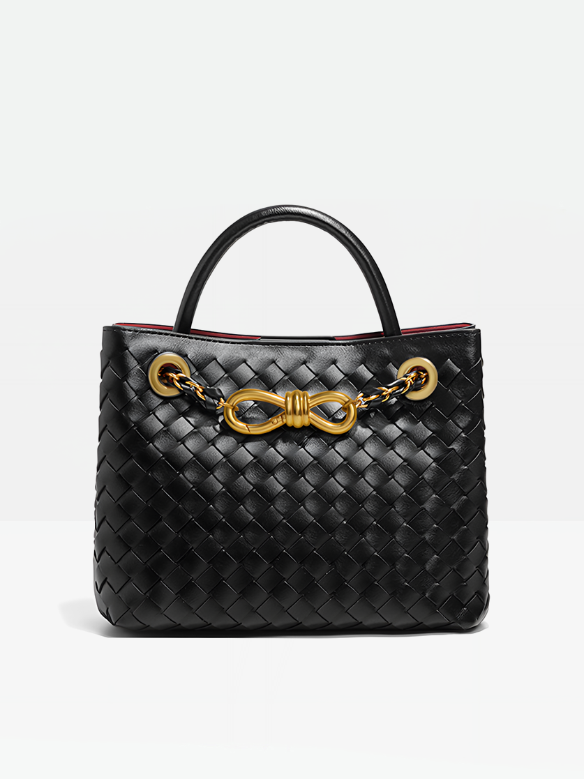 Piera Leather Top Handle Bag-Black