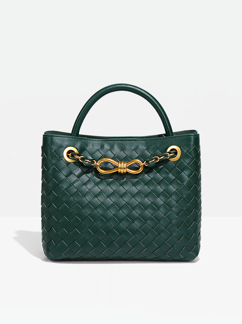 Piera Leather Top Handle Bag-Dark Green
