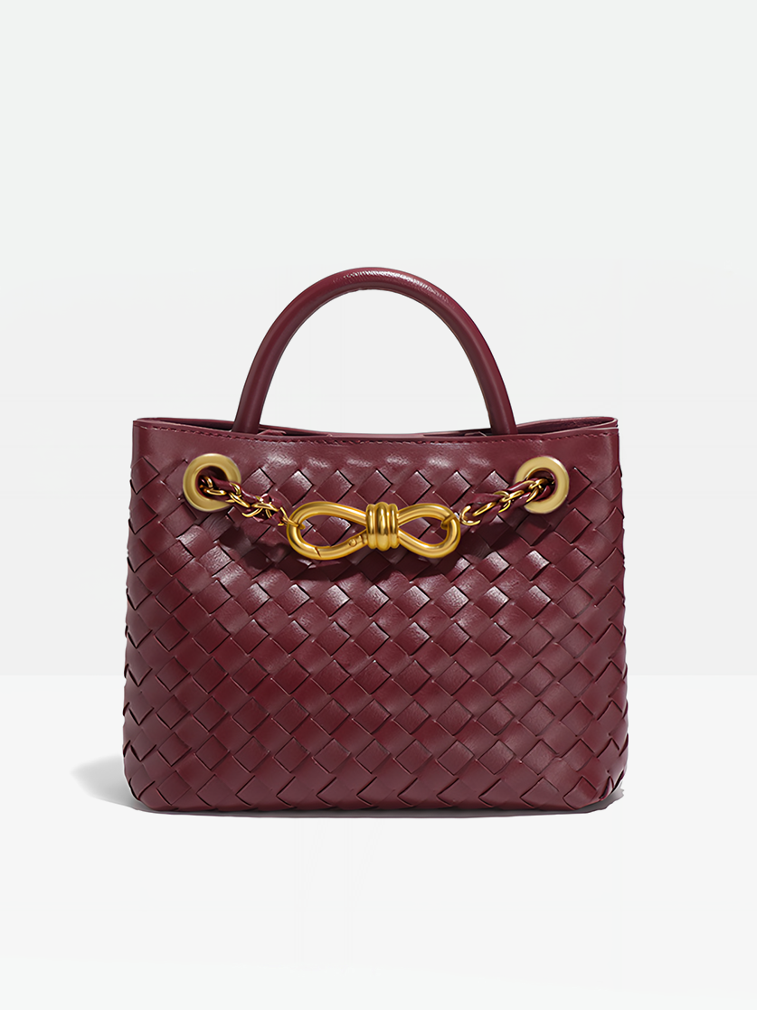 Piera Leather Top Handle Bag-Red