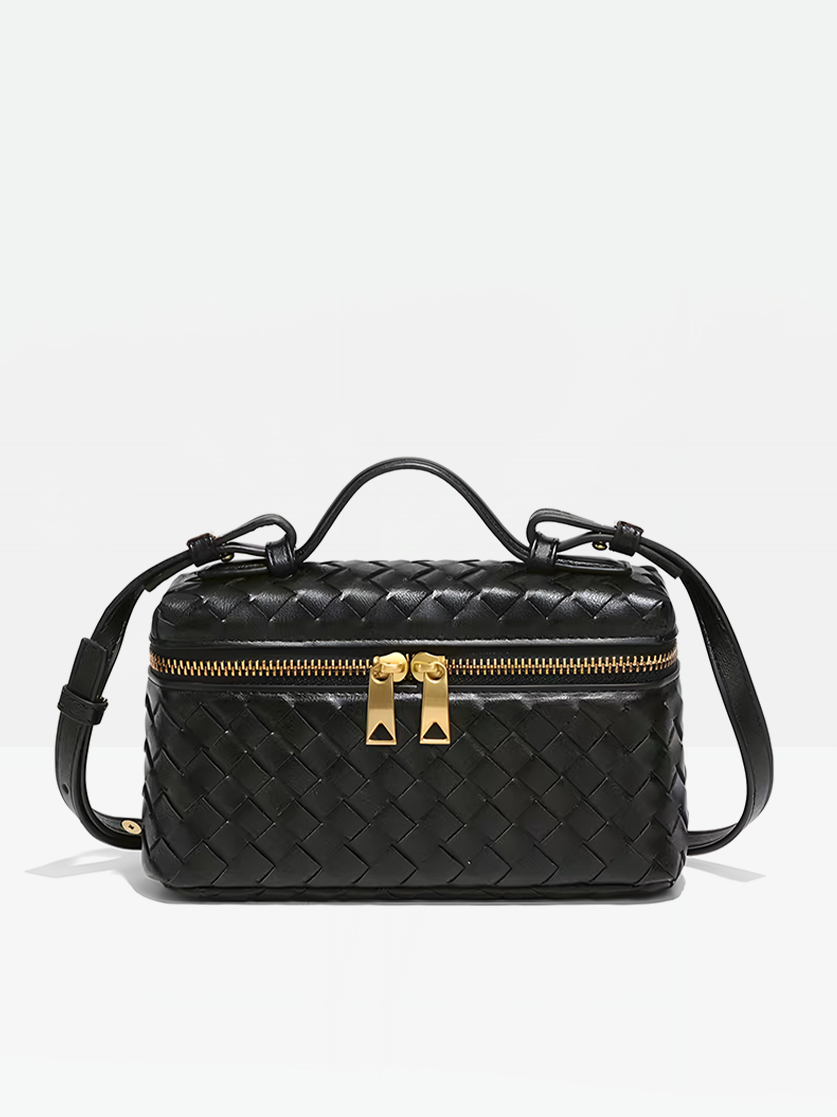 Gema Vegan Leather Box Bag-Black