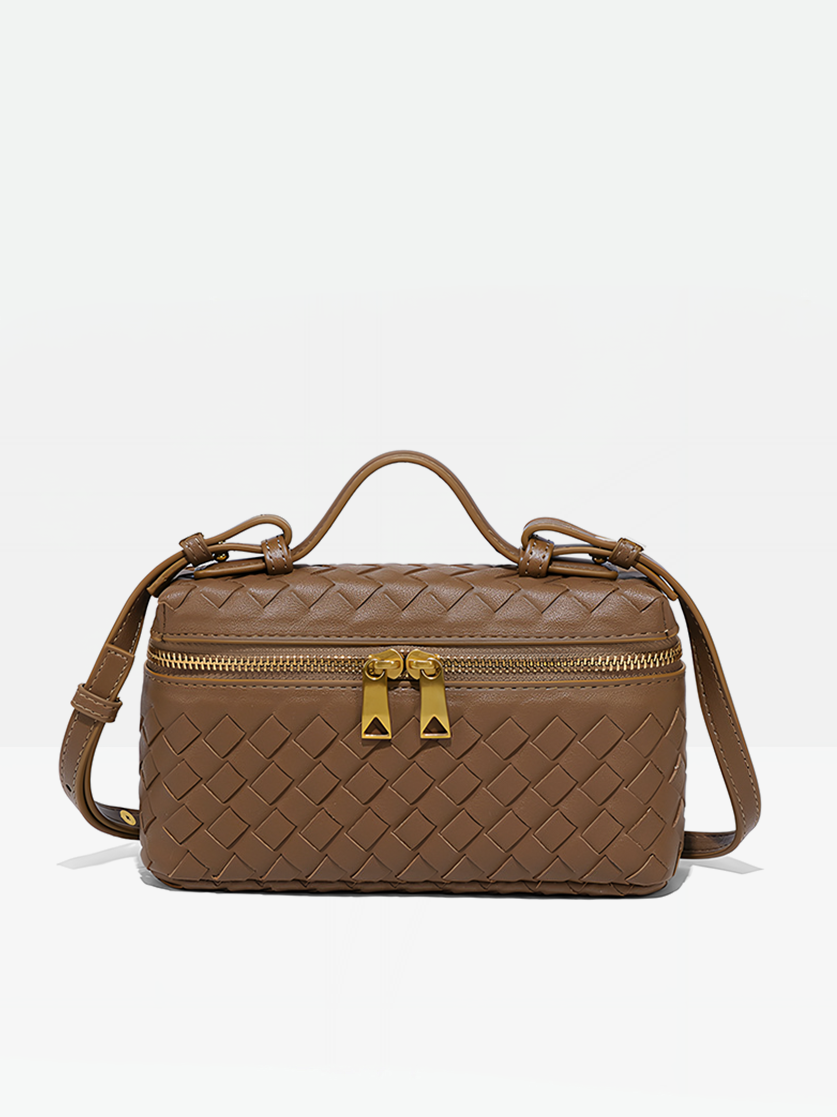 Gema Vegan Leather Box Bag-Dark brown