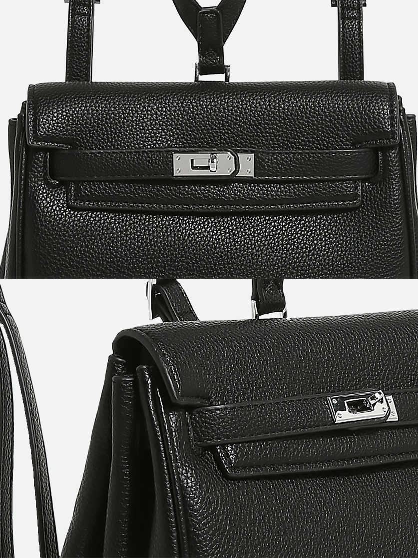 Arden Vegan Leather Backpack-Buckle