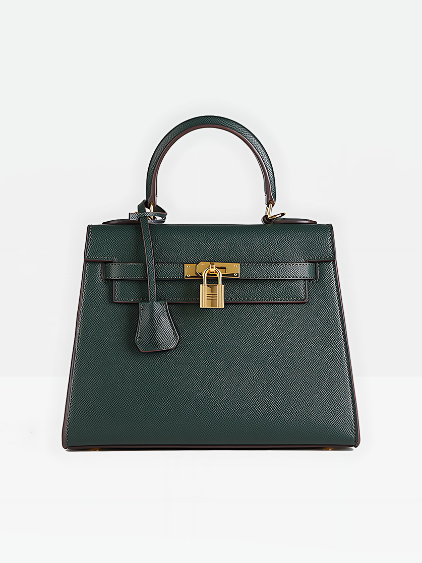 Odile Vegan Leather Messenger Bag-Dark Green