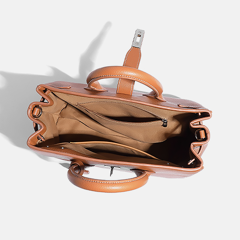 Marin Vegan Leather Tote Bag-Open