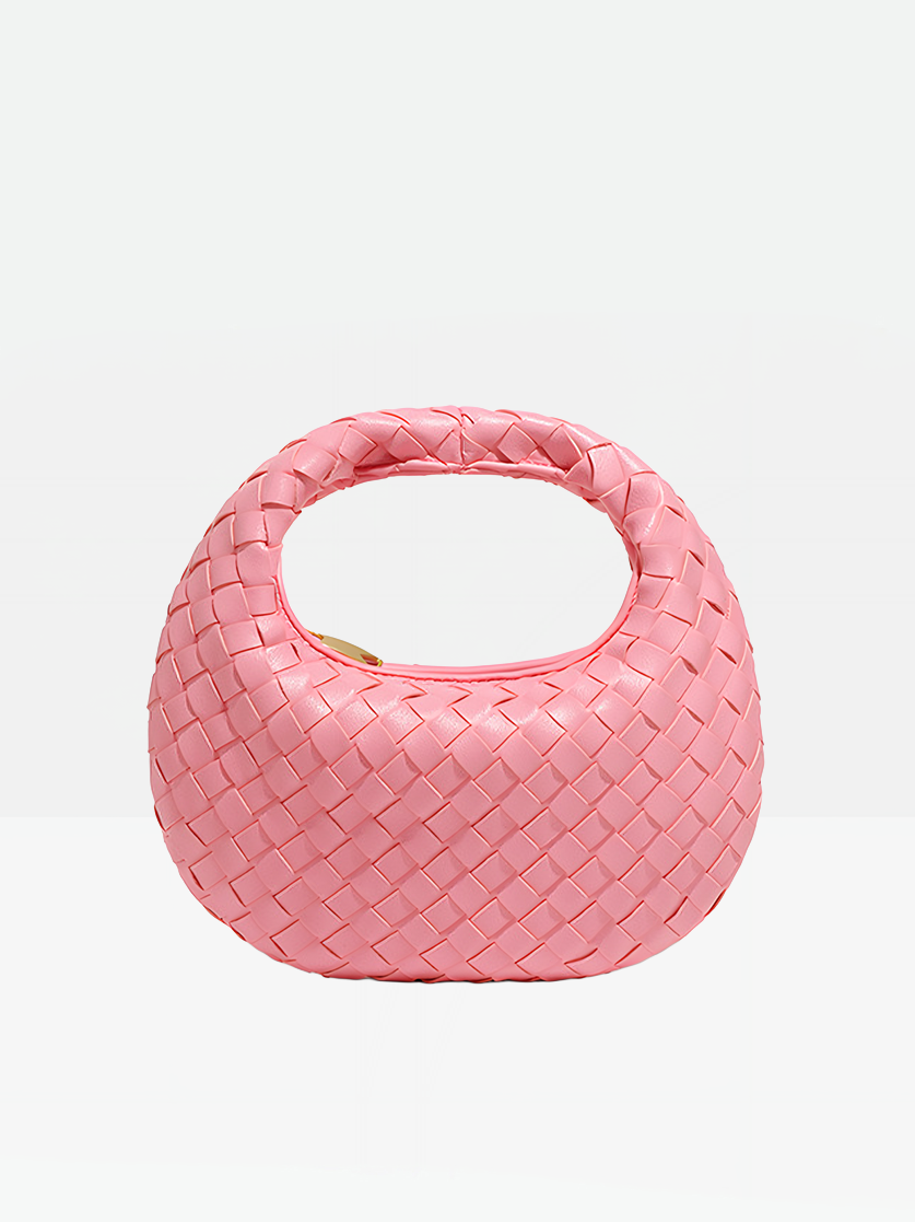 Elara Woven Handbag-Pink