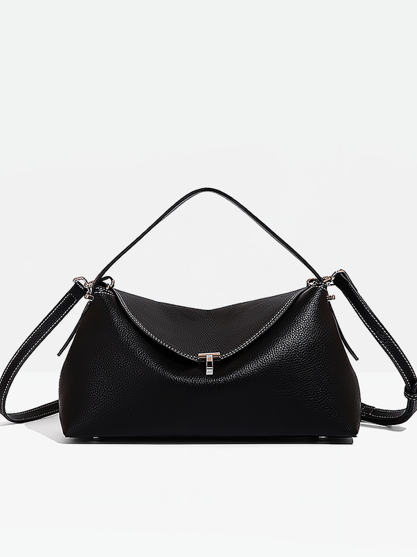 Miro Vegan Leather Shoulder Bag-Black