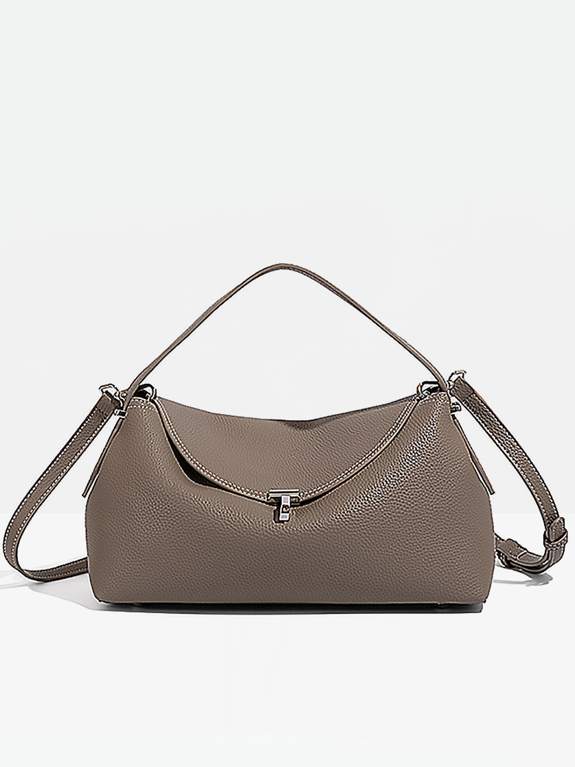 Miro Vegan Leather Shoulder Bag-Gray