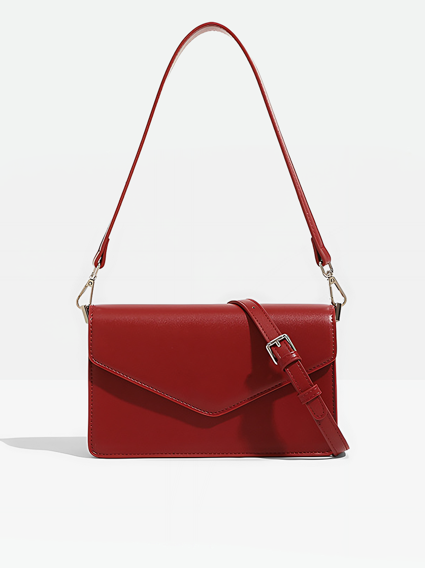 Vale Leather Shoulder Bag-Red