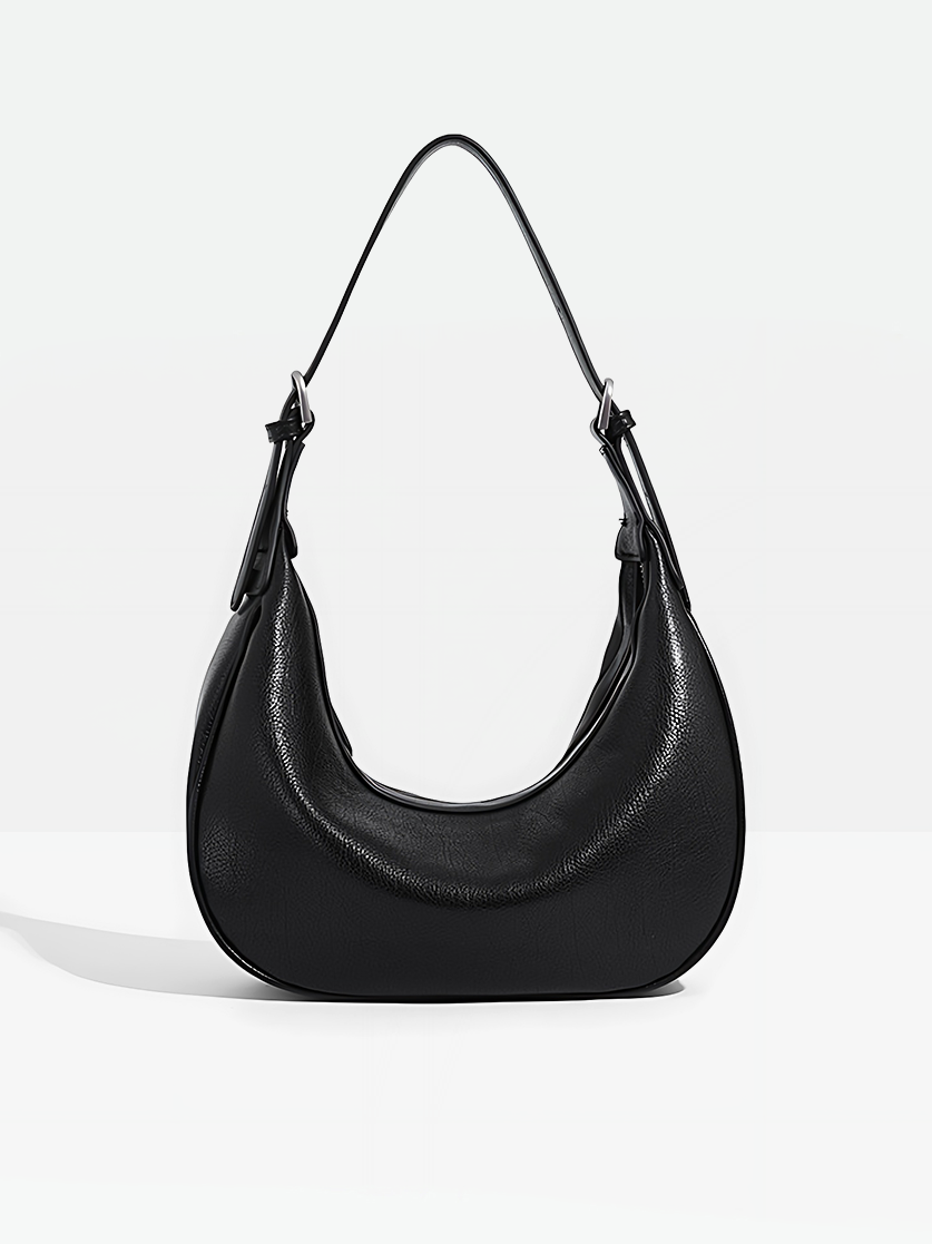 Luna Vegan Leather Hobo Bag-Black