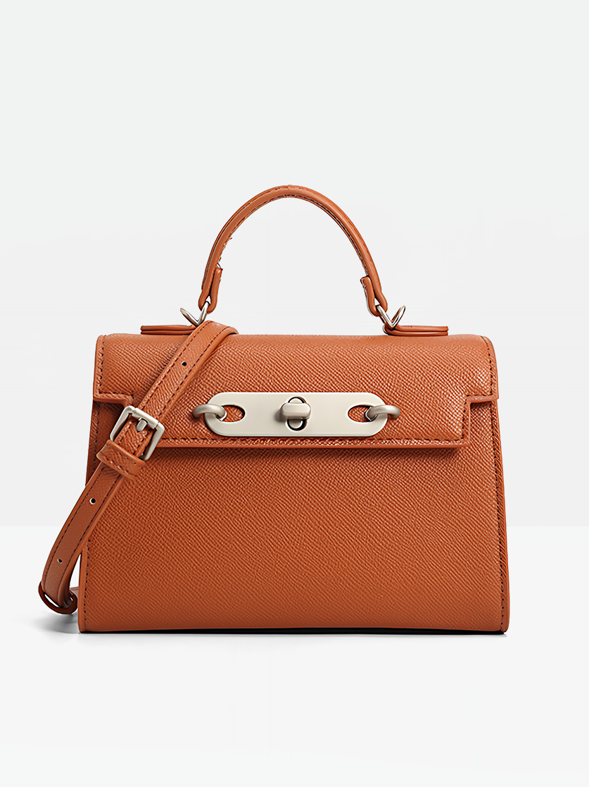 Chestnut-Selene Vegan Leather Satchel Bag