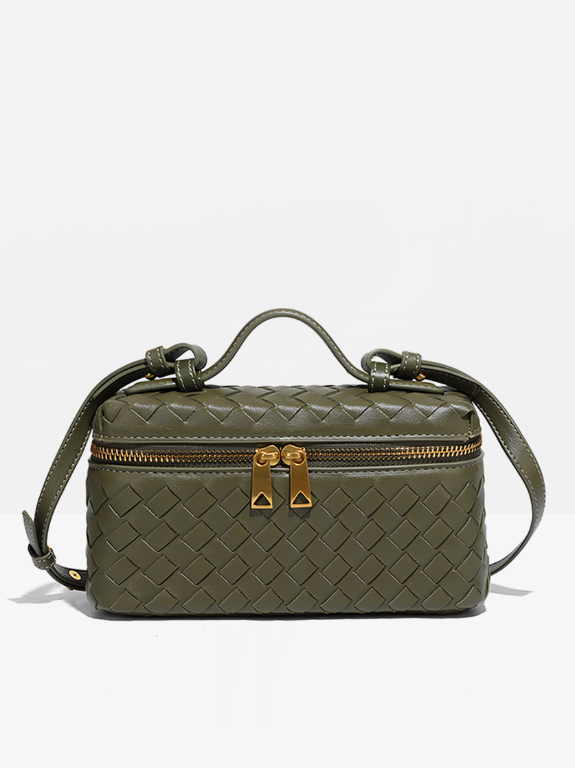 Gema Vegan Leather Box Bag-Dark Green