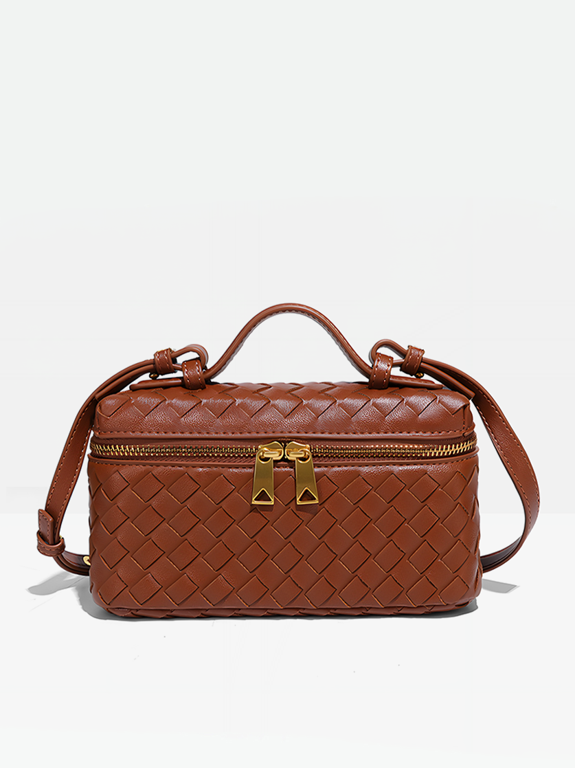 Gema Vegan Leather Box Bag-Light brown