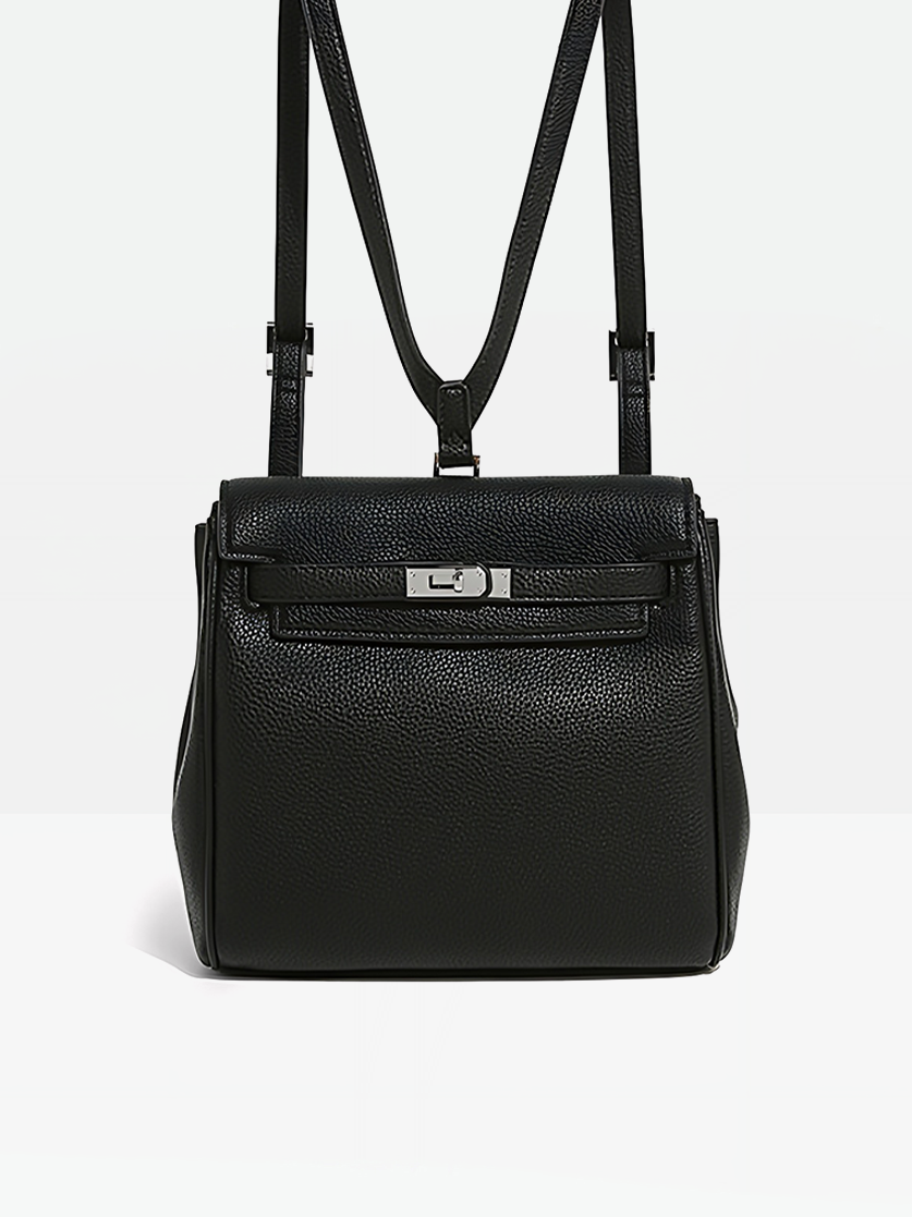 Arden Vegan Leather Backpack-Black
