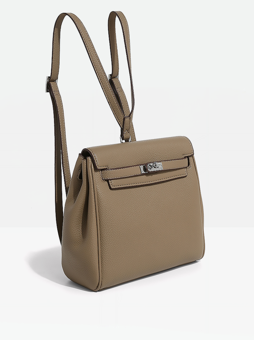 Arden Vegan Leather Backpack-Khaki