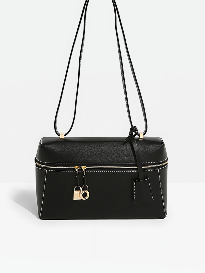 Hudson Vegan Leather Box Bag-Hanging