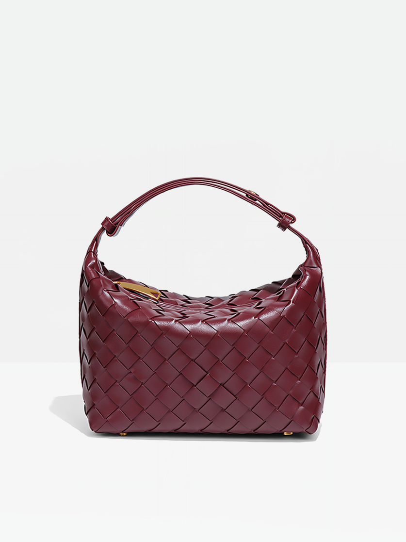 Siena Woven Hobo Bag-Dark Red
