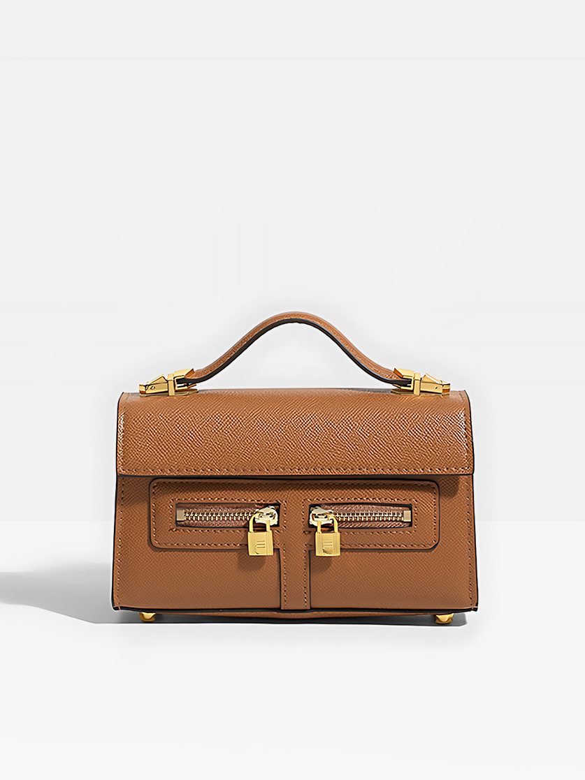 Axel Box Satchel Bag-Brown