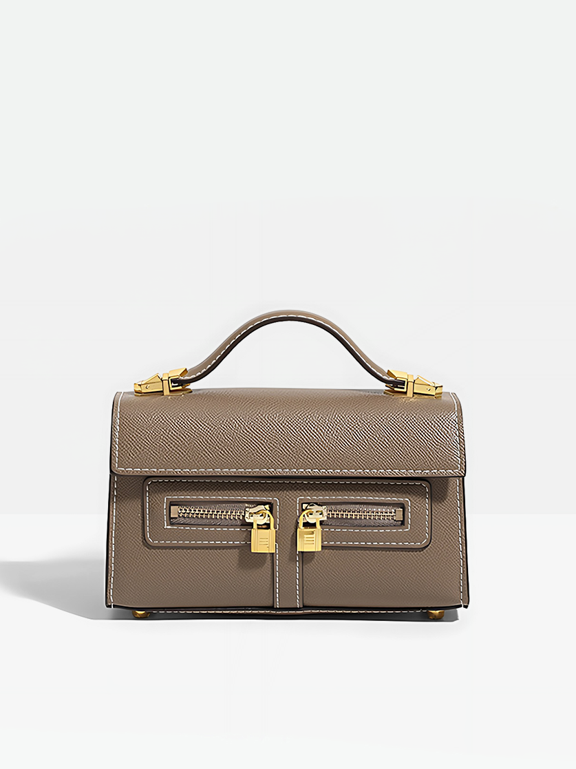 Axel Box Satchel Bag-Khaki